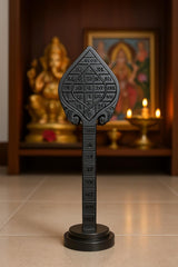 Natural Karungali Sastra Bandham Yantra Vel with Stand | Fine Carved Karungali Sasthira Pantham Vel | Pamban Swamigal Bandham Vel for Puja, Temple, Home & Spiritual Use | Handcrafted Sacred Ebony Wood Vel