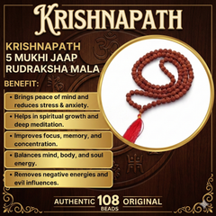 Krishnapath Rudraksha Mala Original Brown - 7-8 mm with Lab Certificate | 5 Mukhi Rudraksha Mala 108+1 Beads | Kanthi Mala for Japa, Puja & Daily Wear