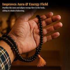 Krishnapath Karungali Malai Original – Karungali Mala 108 Beads – Black Ebony Wood Japa Mala for Meditation, Healing & Protection – Spiritual Mala for Men & Women