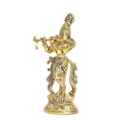 Krishnapath Lord Krishna Metal Statue – Krishna Murti Playing Flute for Temple Pooja, Home Decor, Office, Showpiece, Gift Idol for Relatives & Friends