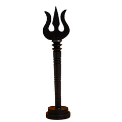 Original Trishul Karungali Soolam with Stand Base | Government Lab Certified | Natural Ebony Wood Trishul | Fine Carved Black Karungali Soolam for Puja, Temple & Home Protection