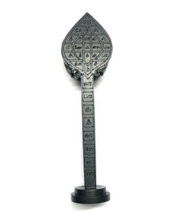 Natural Karungali Sastra Bandham Yantra Vel with Stand | Fine Carved Karungali Sasthira Pantham Vel | Pamban Swamigal Bandham Vel for Puja, Temple, Home & Spiritual Use | Handcrafted Sacred Ebony Wood Vel