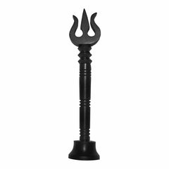 Original Trishul Karungali Soolam with Stand Base | Government Lab Certified | Natural Ebony Wood Trishul | Fine Carved Black Karungali Soolam for Puja, Temple & Home Protection