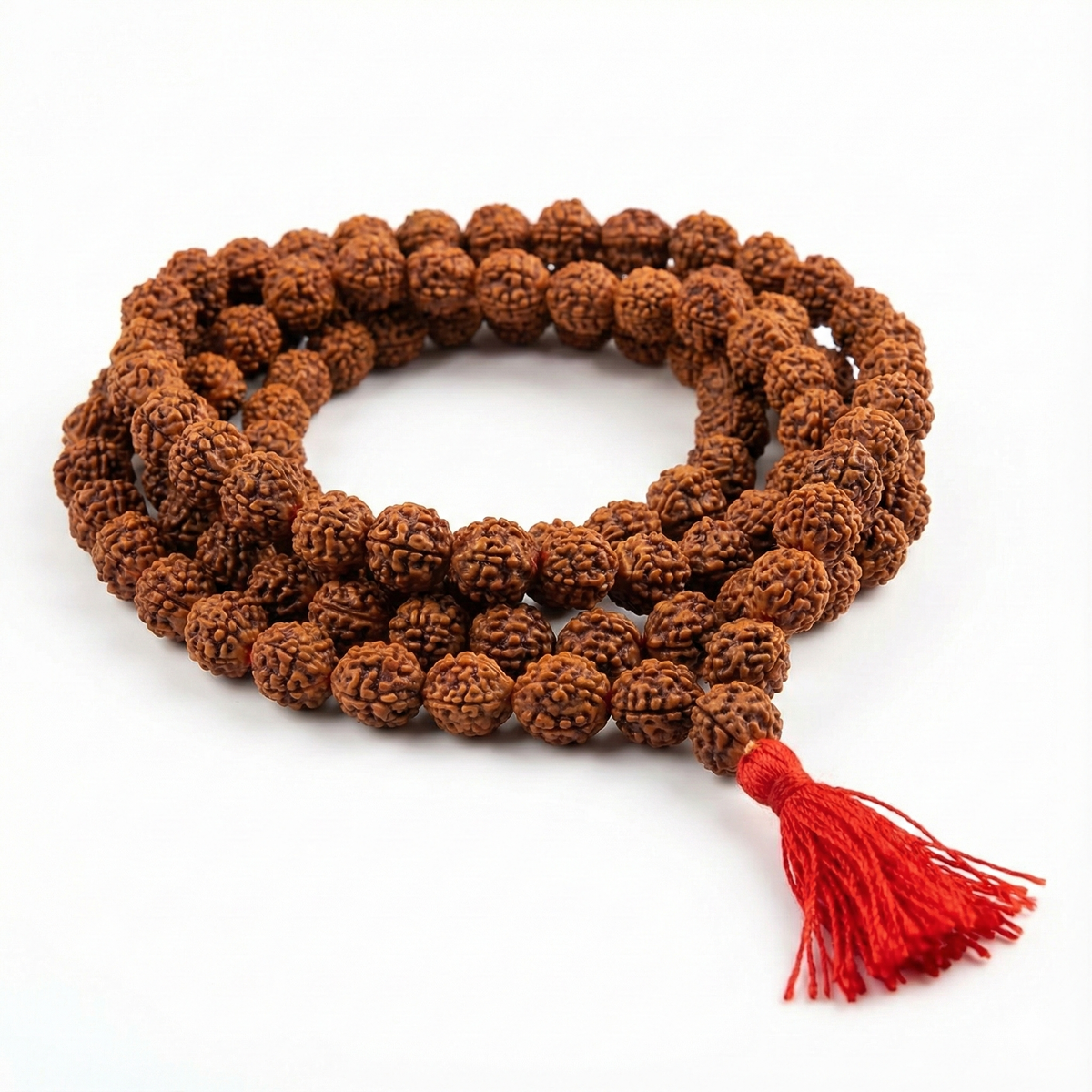 Krishnapath Rudraksha Mala Original Brown - 7-8 mm with Lab Certificate | 5 Mukhi Rudraksha Mala 108+1 Beads | Kanthi Mala for Japa, Puja & Daily Wear Main image