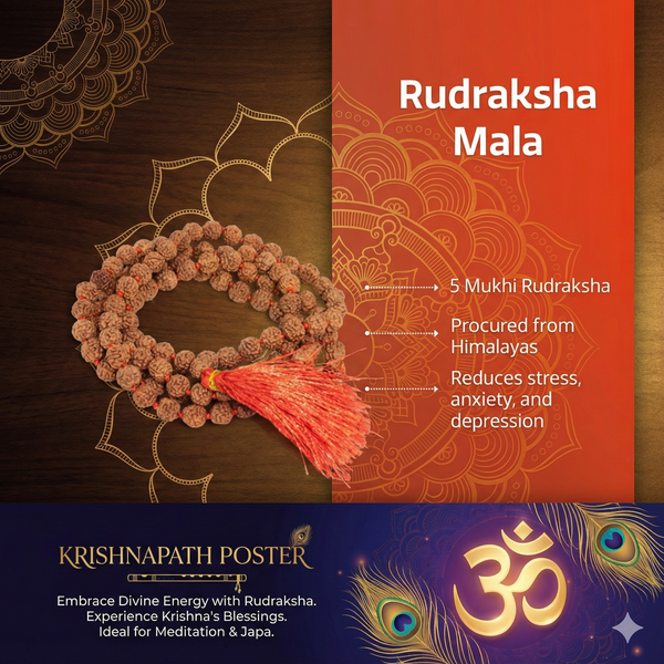 Krishnapath Rudraksha Mala Original Brown - 7-8 mm with Lab Certificate | 5 Mukhi Rudraksha Mala 108+1 Beads | Kanthi Mala for Japa, Puja & Daily Wear