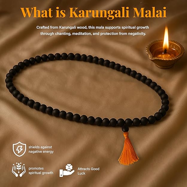 Krishnapath Karungali Malai Original – Karungali Mala 108 Beads – Black Ebony Wood Japa Mala for Meditation, Healing & Protection – Spiritual Mala for Men & Women Secondary image