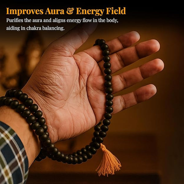 Krishnapath Karungali Malai Original – Karungali Mala 108 Beads – Black Ebony Wood Japa Mala for Meditation, Healing & Protection – Spiritual Mala for Men & Women